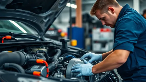 Técnico inspecionando conjunto de tração de carro elétrico em oficina especializada