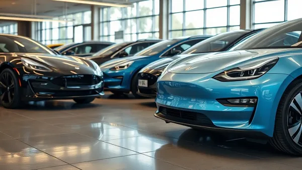 Quatro carros elétricos de entrada lado a lado em concessionária brasileira, representando a comparação de custo por km