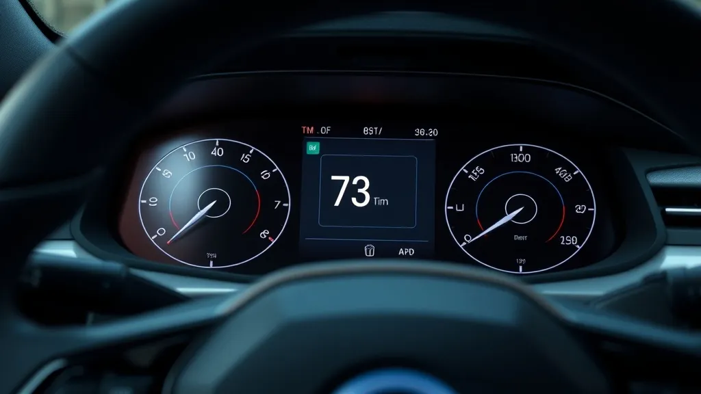 Dashboard digital de carro elétrico exibindo notificação de atualização de software OTA