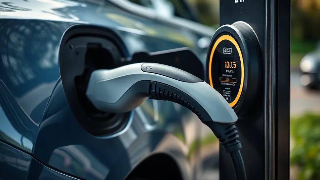 Carro elétrico conectado a um carregador rápido DC em eletroposto