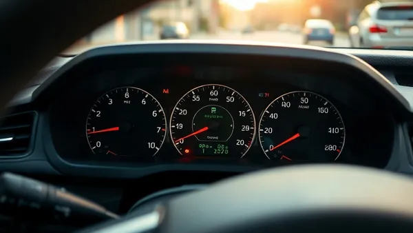Painel de carro híbrido mostrando indicador de economia de combustível e sistema elétrico em uso