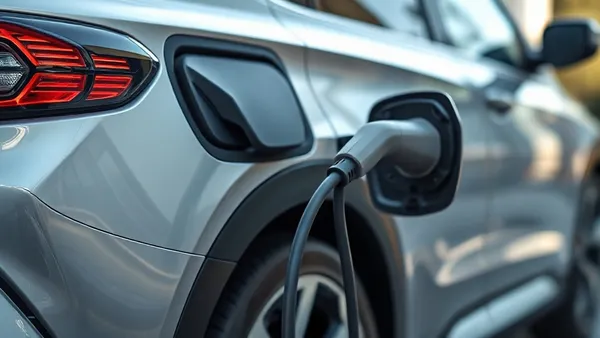Cabo de recarga conectado a SUV híbrido plug-in em ambiente urbano