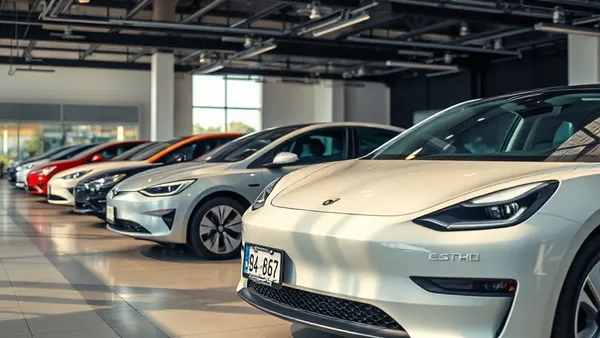 Showroom com múltiplos modelos de carros elétricos de diferentes marcas no Brasil