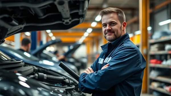 Técnico de concessionária verificando peças de reposição para carro elétrico em oficina autorizada no Brasil