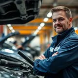 Técnico de concessionária verificando peças de reposição para carro elétrico em oficina autorizada no Brasil