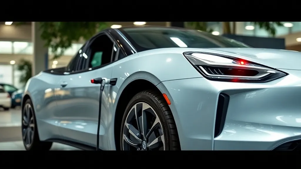 Pessoa assinando contrato de financiamento de carro elétrico com tablet e documentos bancários sobre mesa