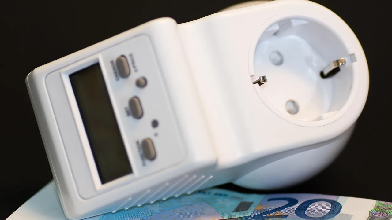 Carro elétrico conectado a tomada residencial com medidor de energia ao lado