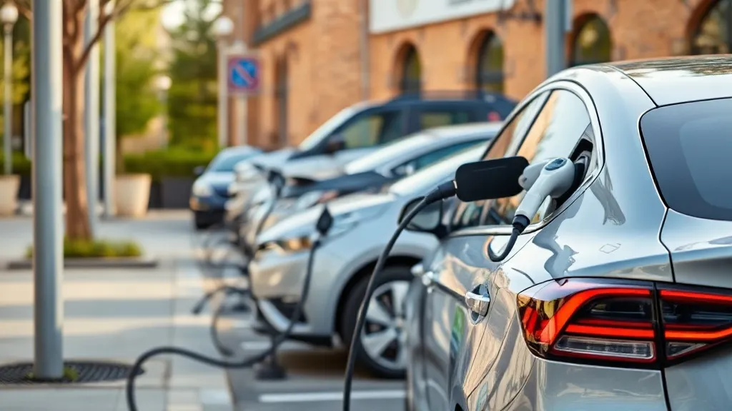 Carro elétrico conectado a eletroposto público com interface de pagamento digital em área urbana