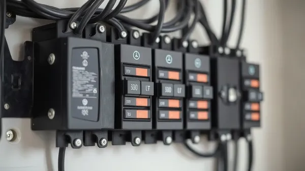 Quadro de distribuição elétrica residencial com disjuntores, representando a infraestrutura necessária para instalar wallbox de carro elétrico