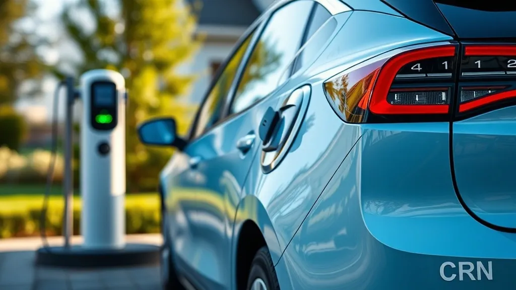 Carro elétrico conectado a carregador bidirecional em garagem residencial, representando tecnologia V2G de recarga e descarga de energia