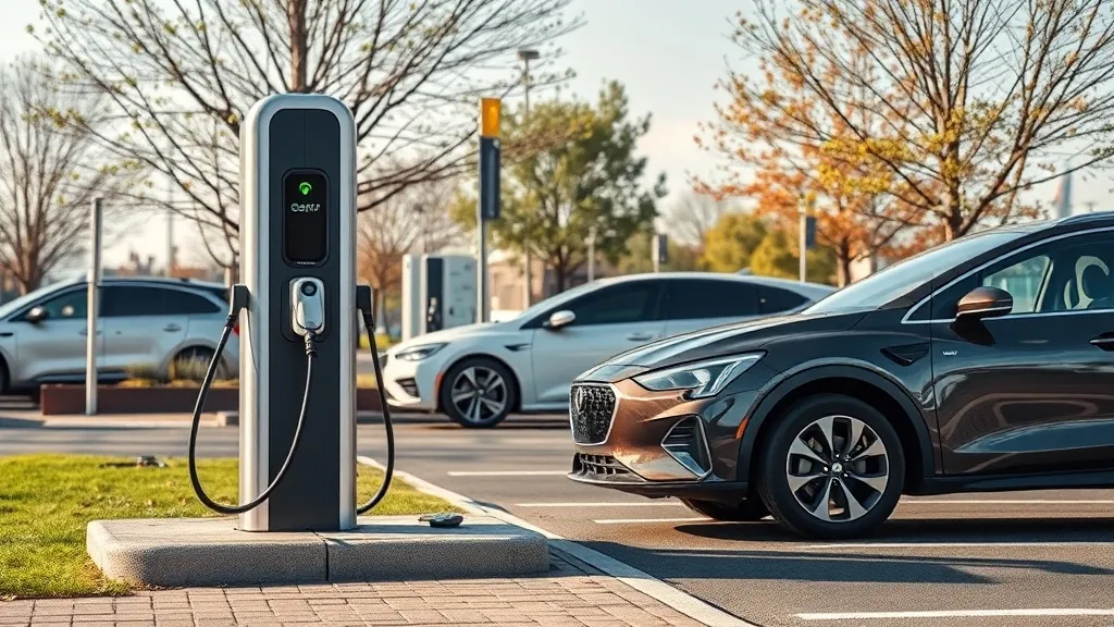 Carro elétrico conectado a eletroposto público de recarga rápida em posto de combustível no Brasil